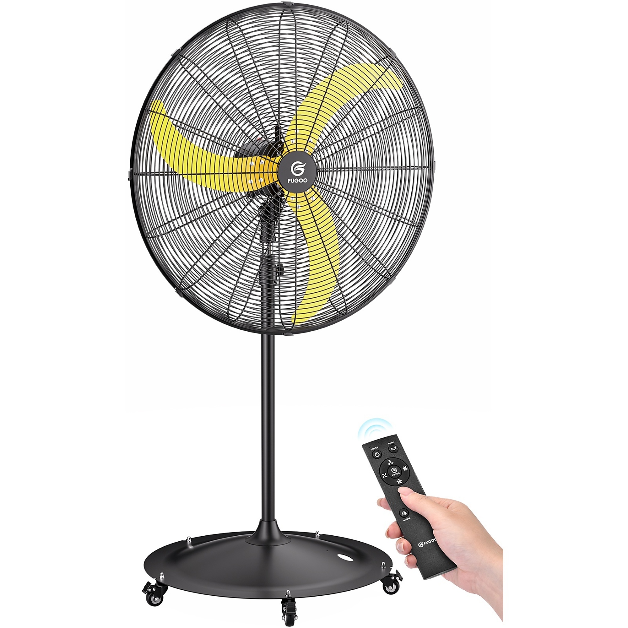 EdenDirect 30-in. High-Velocity 90° oscillation Pedestal Fan, 9800CFM, with Remote Control, Brushless DC Motor